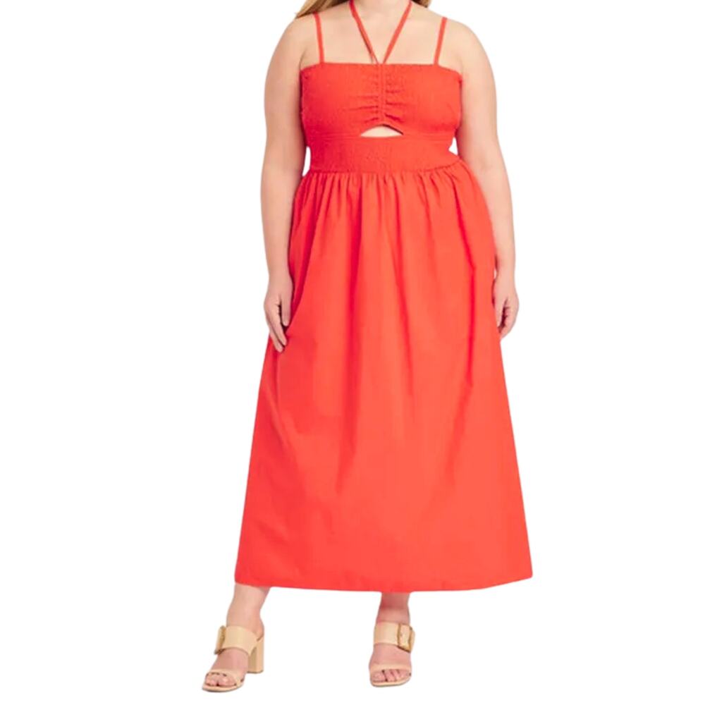 Universal Thread Smocked Cut-Out Maxi Dress XL Sunset Glam Tropical Beach Boho - Picture 1 of 9